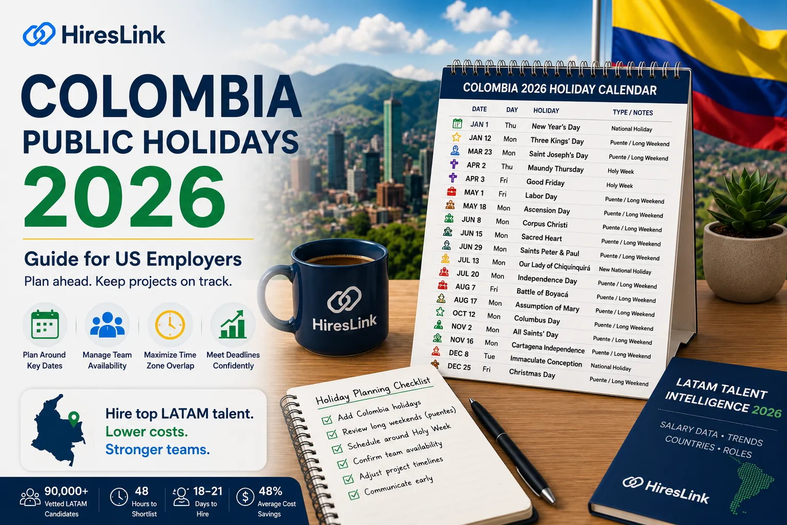 Colombia Public Holidays 2026: Guide for Remote US Teams