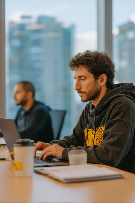 Senior LATAM engineer building product from modern coworking office